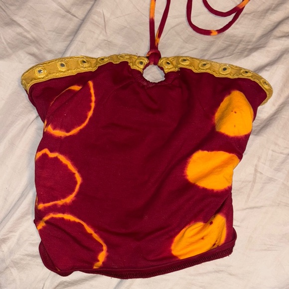 Kimchi Blue Tops - Kimchi Blue Maroon and Orange Tie-Dye Tube Top
